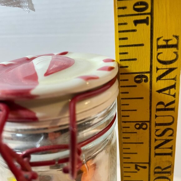 Vintage Glass Jar With Red Clamp Lid & Mixed Buttons - Picture 6 of 7